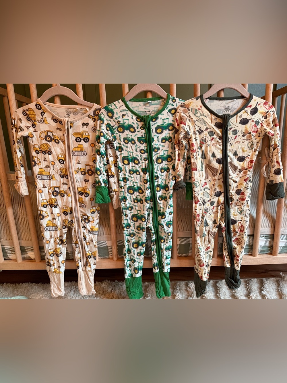 Bamboo Baby Romper Sleepers Bundle Green Tractor, Construction, Camping